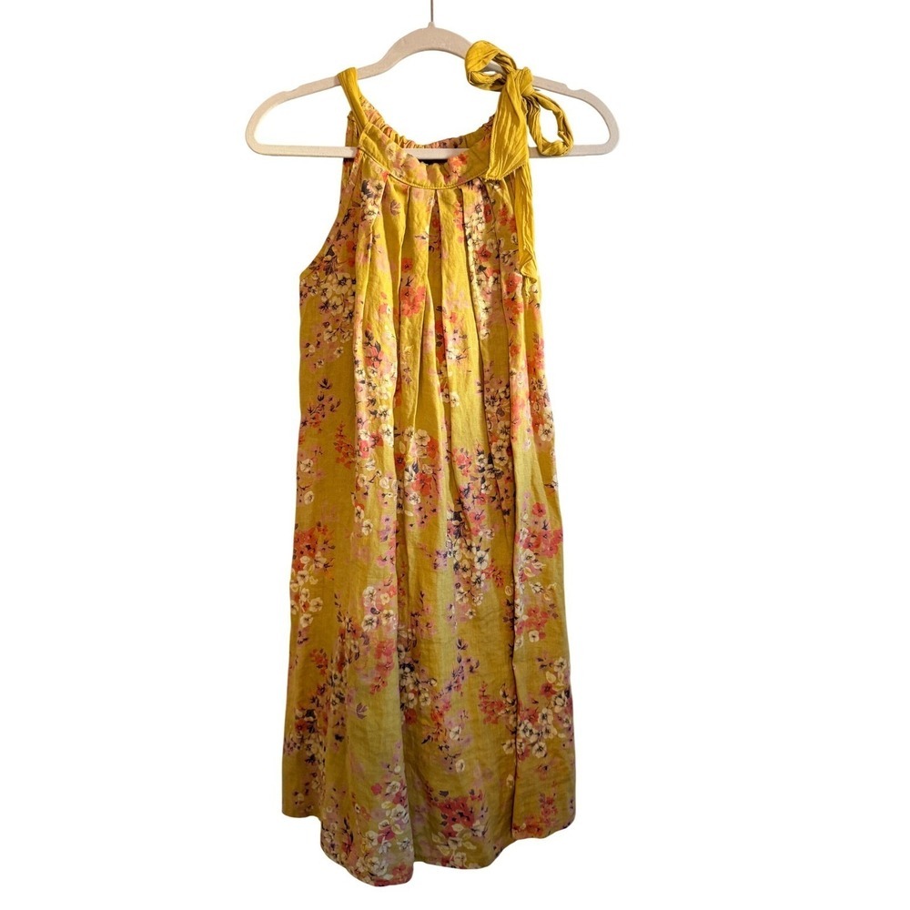 Bellambra Made in Italy 100% Linen Floral Halter Dress Yellow Pink Small - Picture 8 of 10